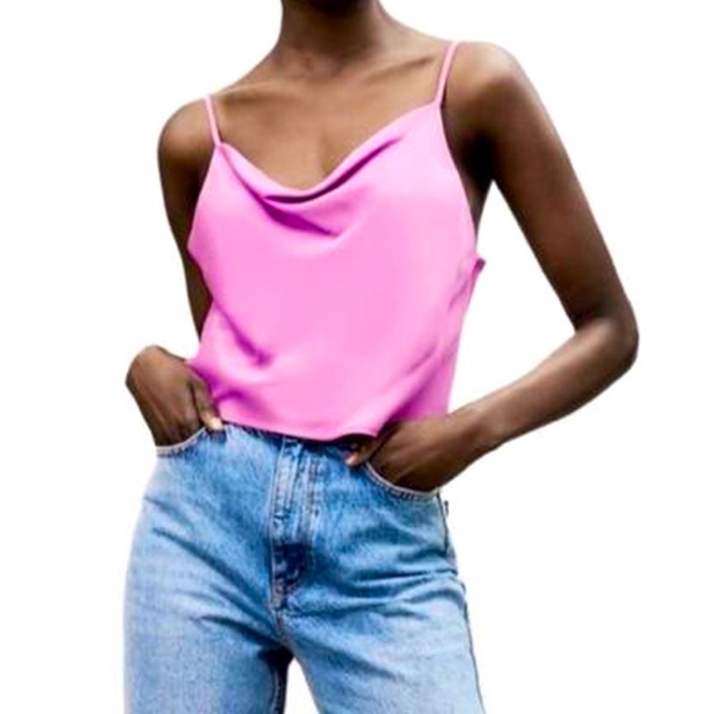 NWT ZARA CAMISOLE TOP PINK PURPLE